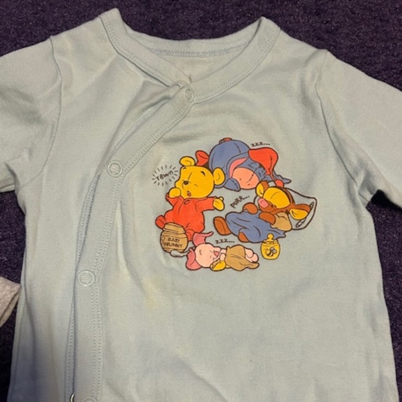 Disney Winnie the Pooh short onesie and footed onesie set -3-6 Months - Picture 3 of 5